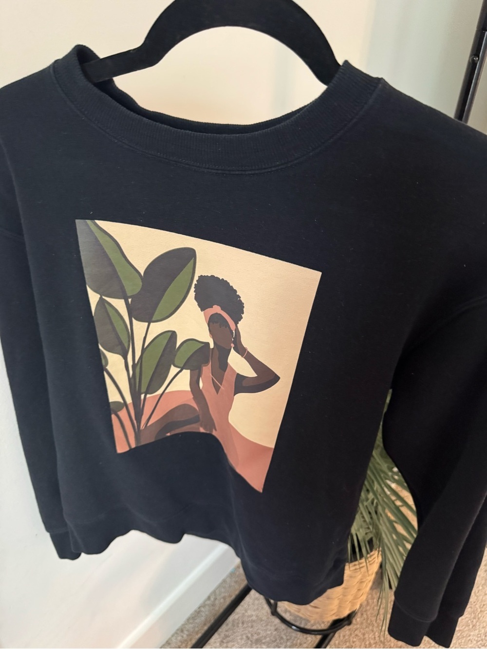 Graphic Sweatshirt Natural Hair Art Crewneck Pullover Size Small - Picture 2 of 2